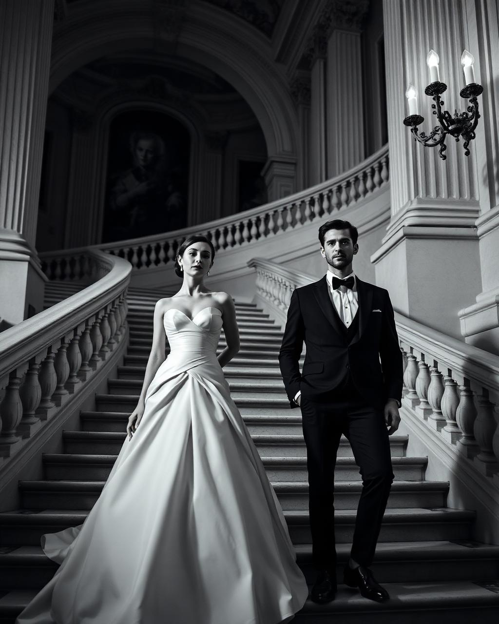Editorial portrait on a grand staircase
