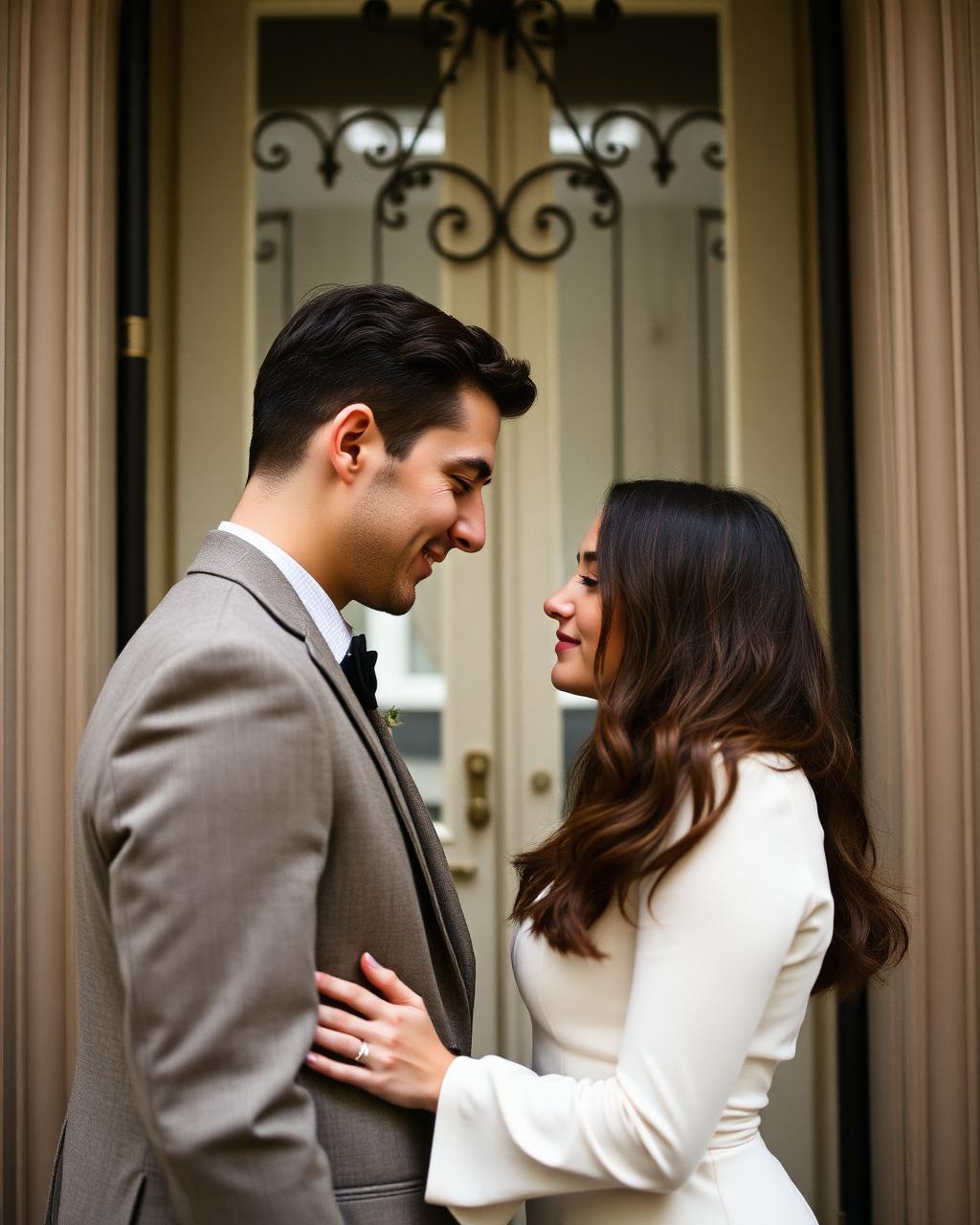 Intimate portrait by a Haussmann doorway