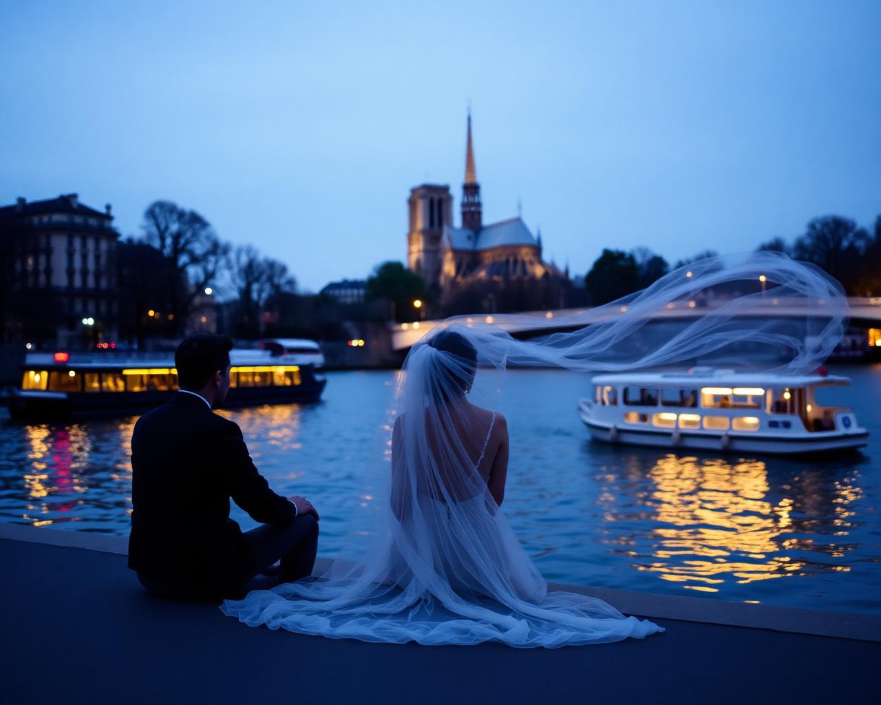 Dusk on the quays of the Seine